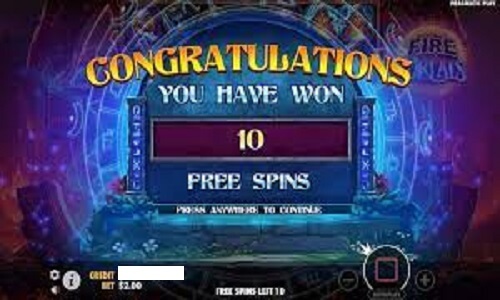 Tampilan memenangkan bonus putaran gratis